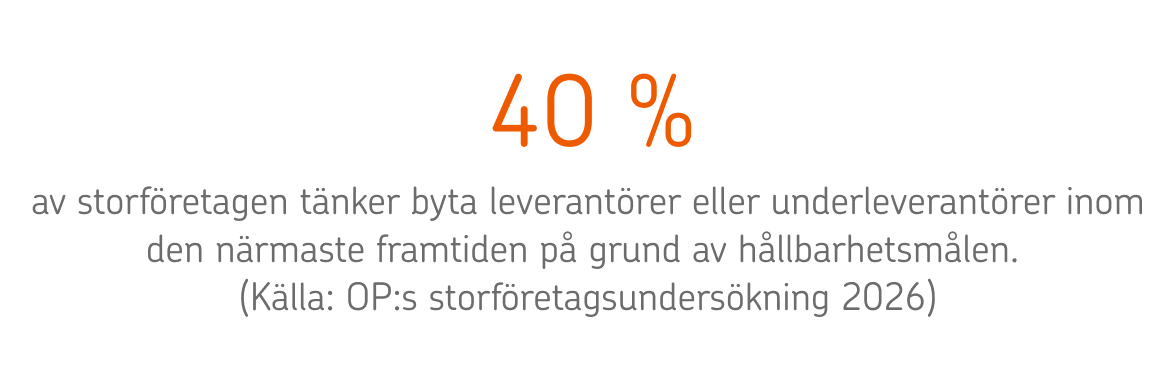 40 % av storföretagen tänker byta leverantörer eller underleverantörer inom den närmaste framtiden på grund av hållbarhetsmålen.