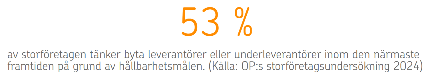 53 % av storföretagen tänker byta leverantörer eller underleverantörer inom den närmaste framtiden på grund av hållbarhetsmålen.