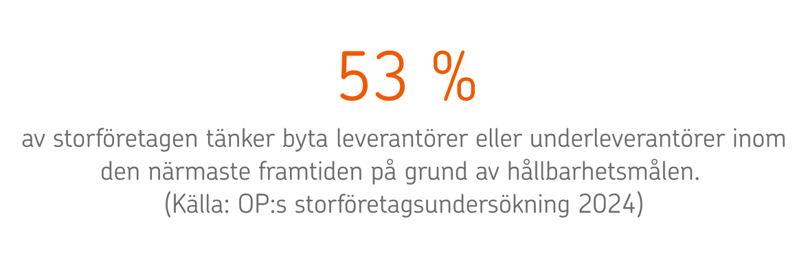 53 % av storföretagen tänker byta leverantörer eller underleverantörer inom den närmaste framtiden på grund av hållbarhetsmålen.