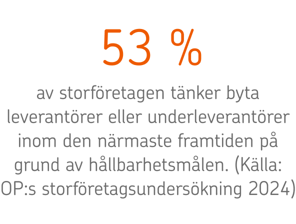 53 % av storföretagen tänker byta leverantörer eller underleverantörer inom den närmaste framtiden på grund av hållbarhetsmålen.