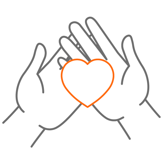 Kuvitus käsistä, jotka pitelevät sydäntä